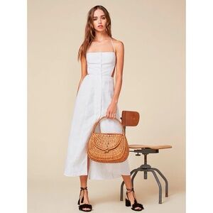 [Reformation] White Manon Backless Midi Dress